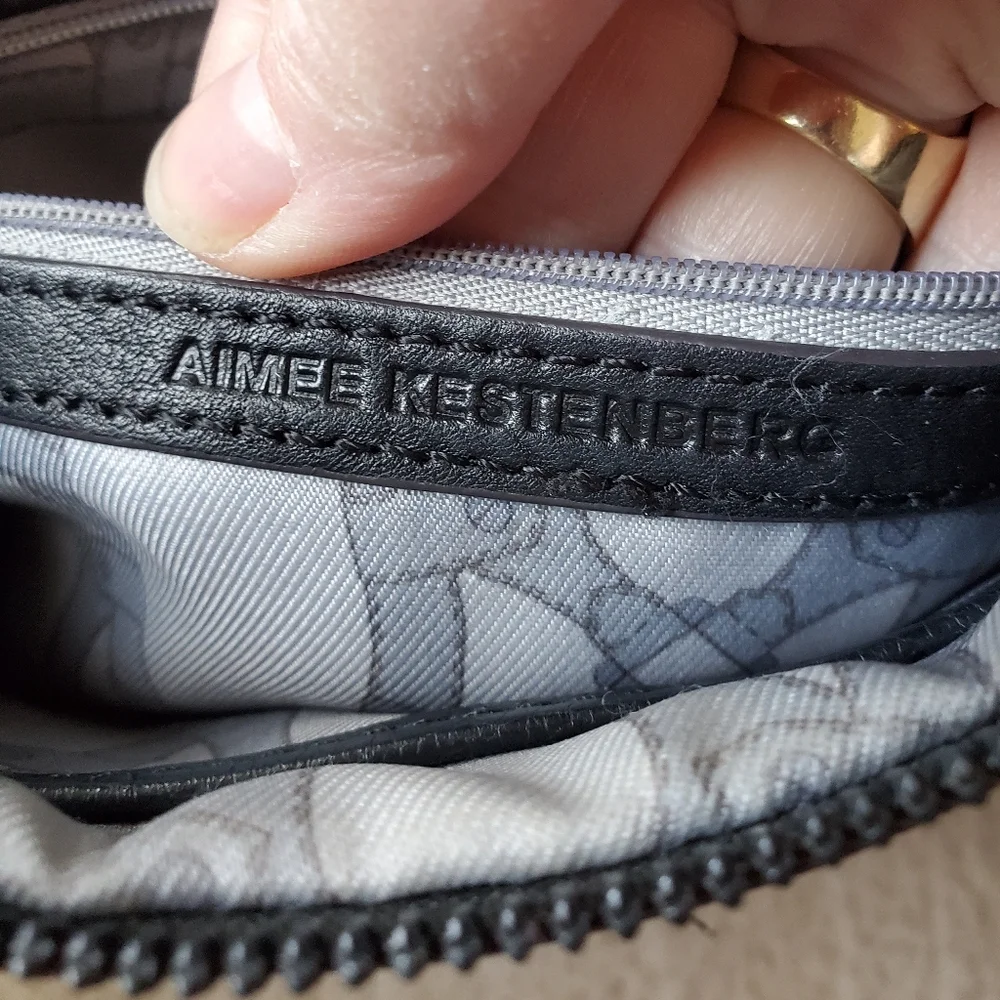 Aimee Kestenberg Wristlet and Clutch Black Leather with Zipper Closure